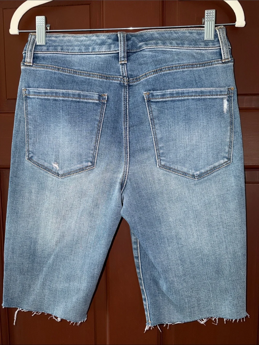 Liverpool Light Blue High-Rise Denim Bermuda Shorts